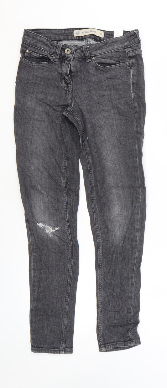 NEXT Womens Grey Cotton Skinny Jeans Size 6 L26 in Regular Zip