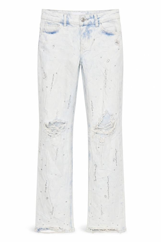 Womens UK Size 4 Bershka Regular Fit Straight Blue Jeans