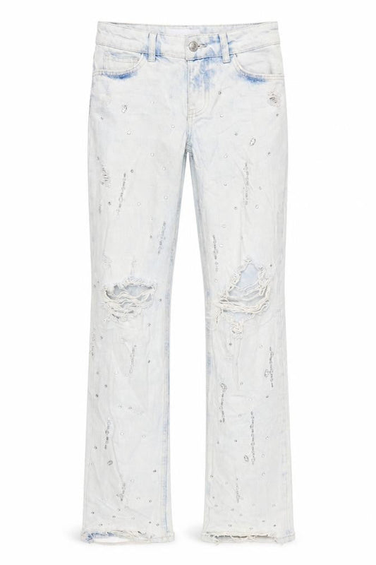 Womens UK Size 4 Bershka Regular Fit Straight Blue Jeans