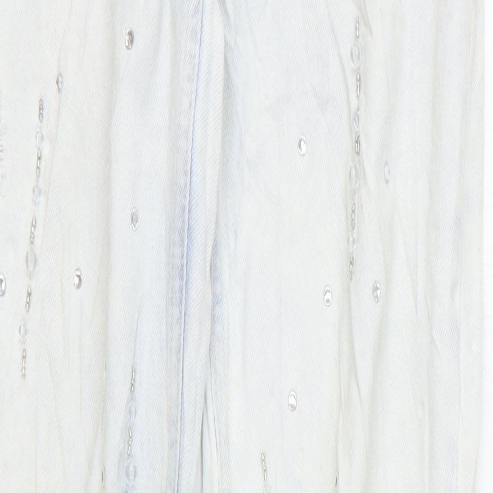 Bershka Womens Blue Cotton Straight Jeans Size 4 L31 in Regular Zip