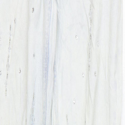 Bershka Womens Blue Cotton Straight Jeans Size 4 L31 in Regular Zip