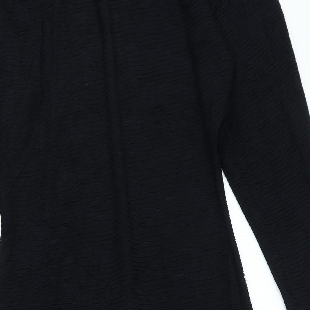 Zack London Womens Black Acetate A-Line Size 12 Mock Neck Button