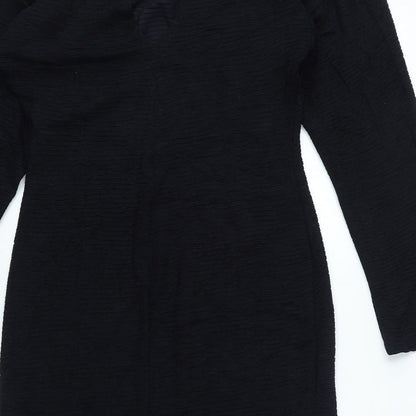 Zack London Womens Black Acetate A-Line Size 12 Mock Neck Button