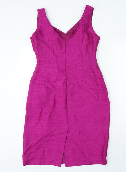 Michaela Louisa London Womens Purple Viscose Shift Size 10 V-Neck Zip