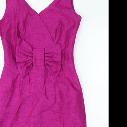 Michaela Louisa London Womens Purple Viscose Shift Size 10 V-Neck Zip