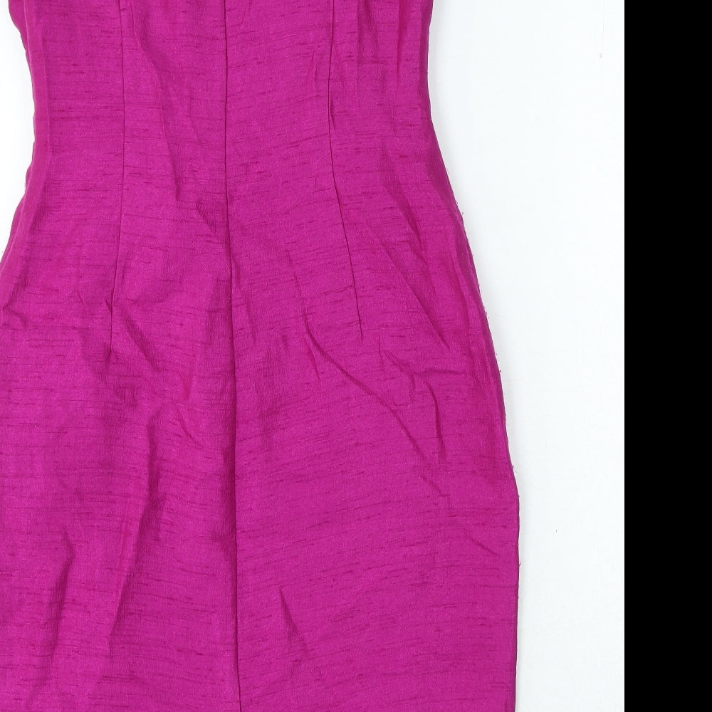 Michaela Louisa London Womens Purple Viscose Shift Size 10 V-Neck Zip