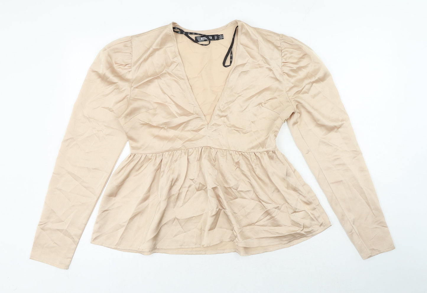 Womens UK Size 12 Missguided Beige Basic Blouse