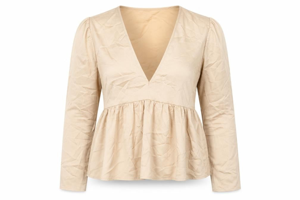 Womens UK Size 12 Missguided Beige Basic Blouse