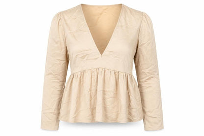 Womens UK Size 12 Missguided Beige Basic Blouse