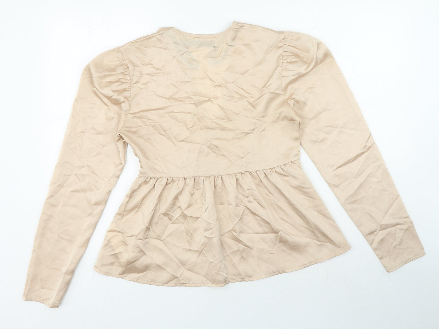 Womens UK Size 12 Missguided Beige Basic Blouse