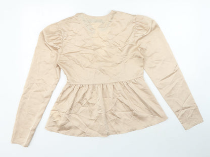 Womens UK Size 12 Missguided Beige Basic Blouse