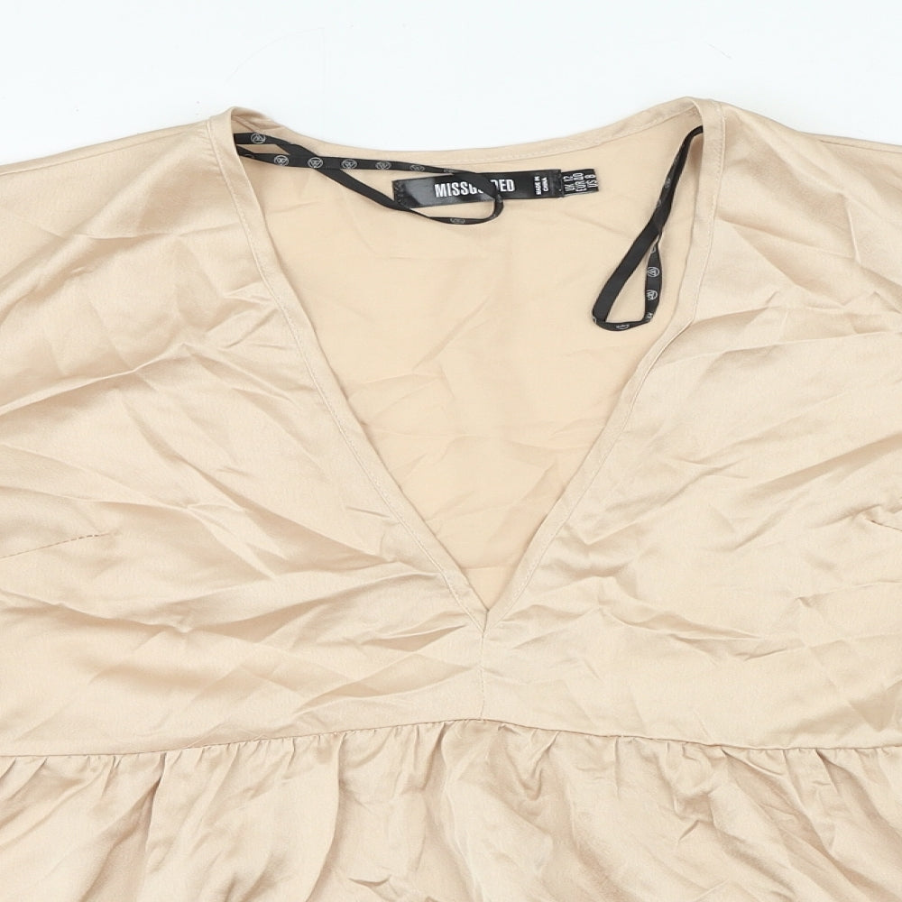Womens UK Size 12 Missguided Beige Basic Blouse