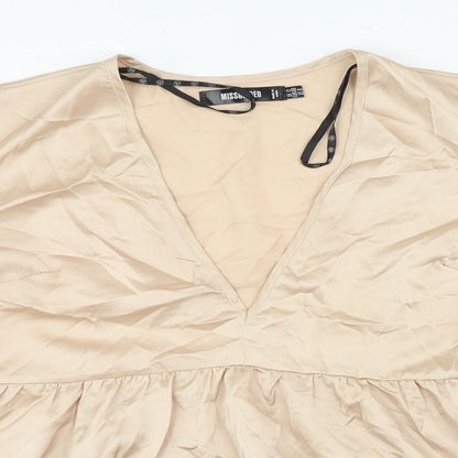 Womens UK Size 12 Missguided Beige Basic Blouse