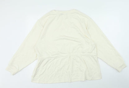 F&F Womens Ivory Polyamide Pullover Sweatshirt Size 16 Tie
