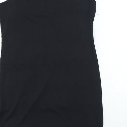 Pussycat London Womens Black Polyester Mini Size M Scoop Neck Pullover - Lace Detail