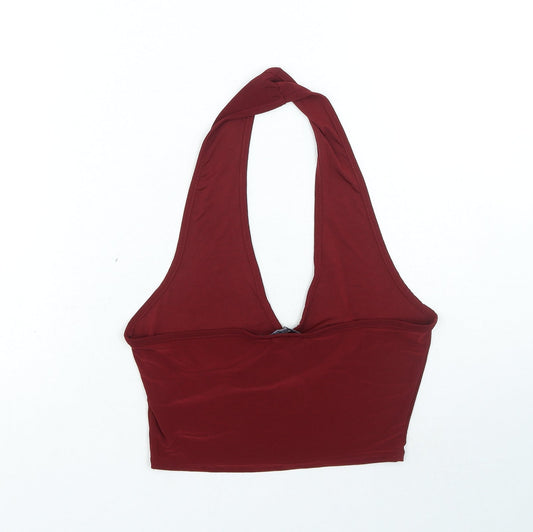 Boohoo Womens Red Polyester Basic Tank Size 10 Halter