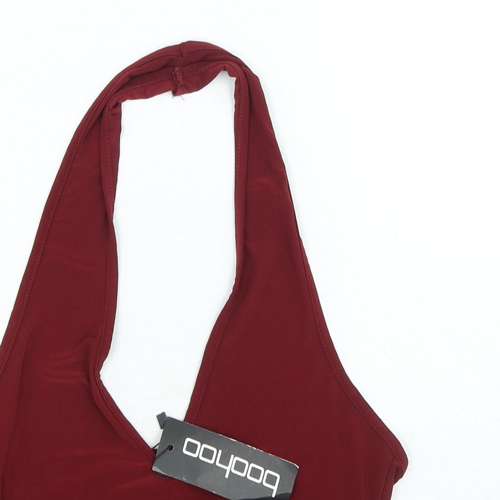 Boohoo Womens Red Polyester Basic Tank Size 10 Halter