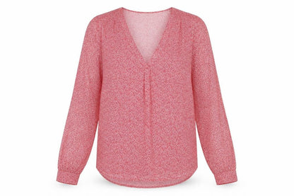 JOIE Womens Red Geometric Polyester Basic Blouse Size S V-Neck