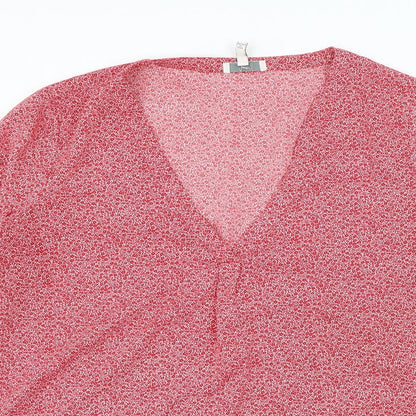JOIE Womens Red Geometric Polyester Basic Blouse Size S V-Neck