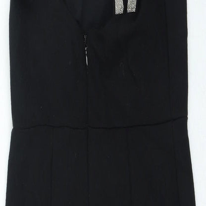 River Island Womens Black Viscose Bodycon Size 8 Halter Zip
