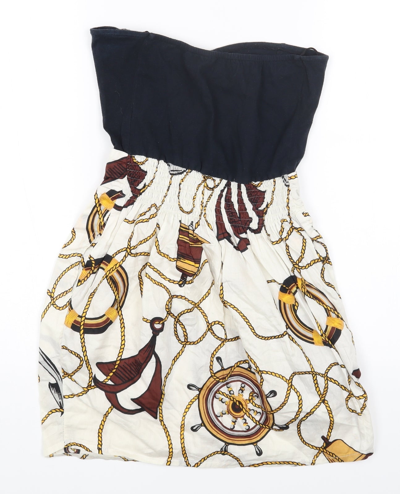 Motel Womens Black Geometric Cotton Mini Size XS Sweetheart Pullover