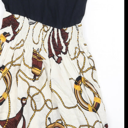 Motel Womens Black Geometric Cotton Mini Size XS Sweetheart Pullover