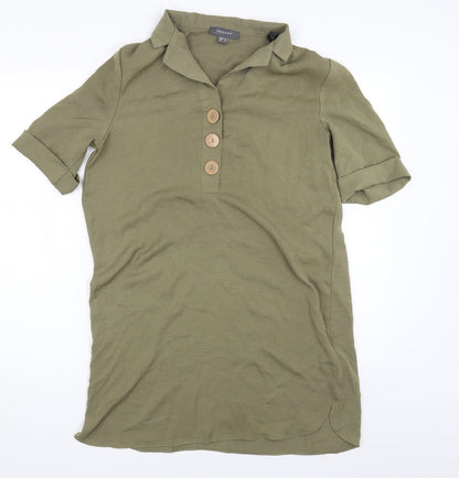Primark Womens Green Polyester Shirt Dress Size 10 Collared Button