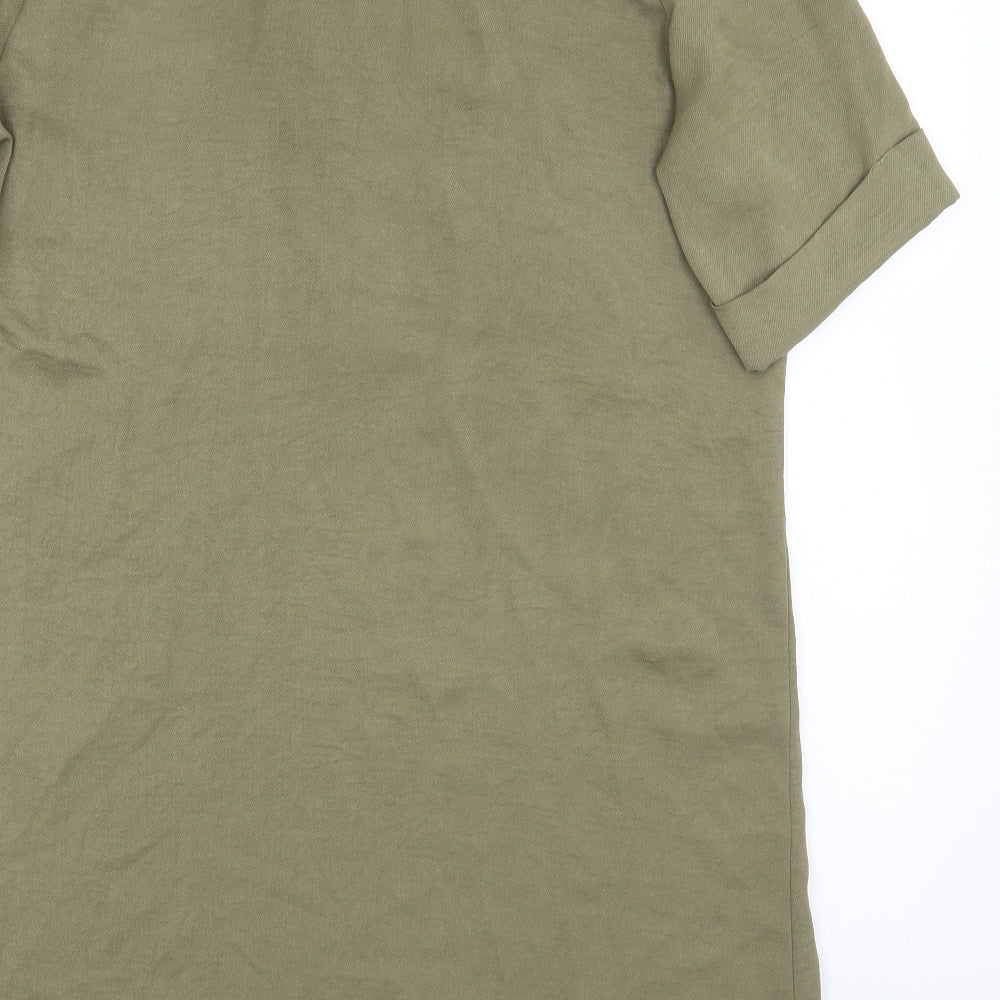 Primark Womens Green Polyester Shirt Dress Size 10 Collared Button
