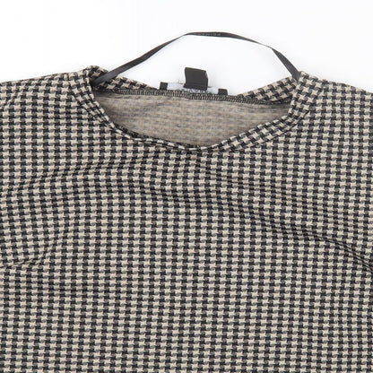 Primark Womens Beige Geometric Polyester Basic T-Shirt Size 8 Round Neck