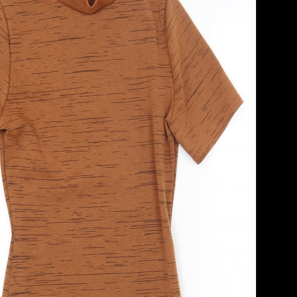 Missguided Womens Orange Polyester Bodycon Size 10 High Neck Pullover