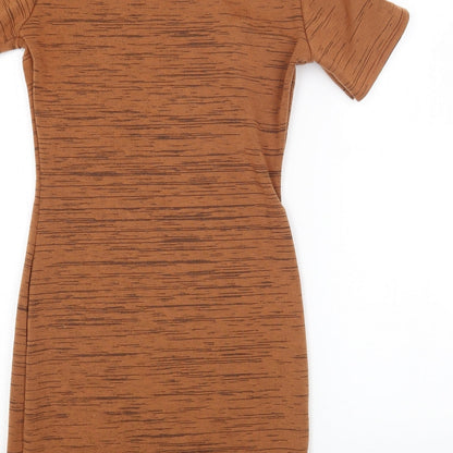 Missguided Womens Orange Polyester Bodycon Size 10 High Neck Pullover