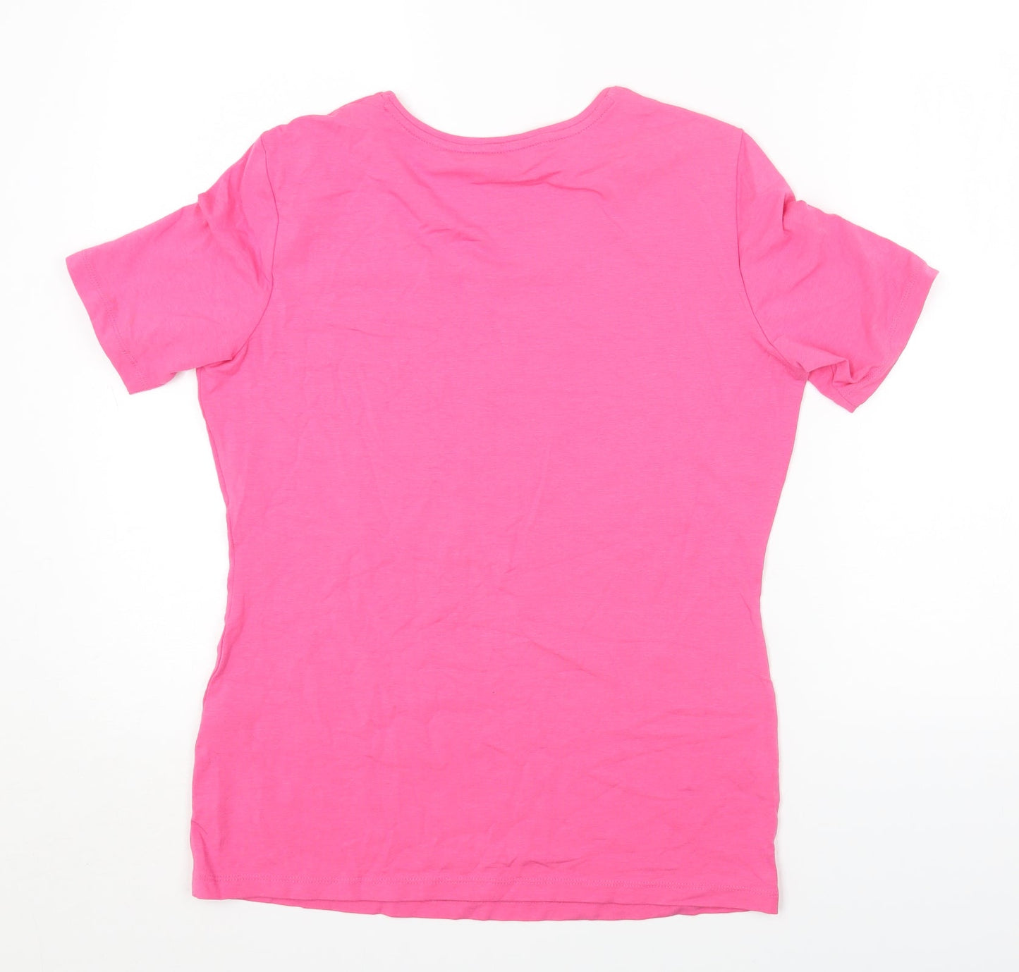 Gerry Weber Womens Pink Geometric Cotton Jersey T-Shirt Size 10 Round Neck - Pineapple Print