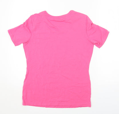 Gerry Weber Womens Pink Geometric Cotton Jersey T-Shirt Size 10 Round Neck - Pineapple Print