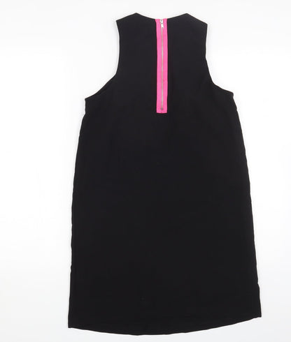 Miss Selfridge Womens Black Polyester Sheath Size 8 Round Neck Zip