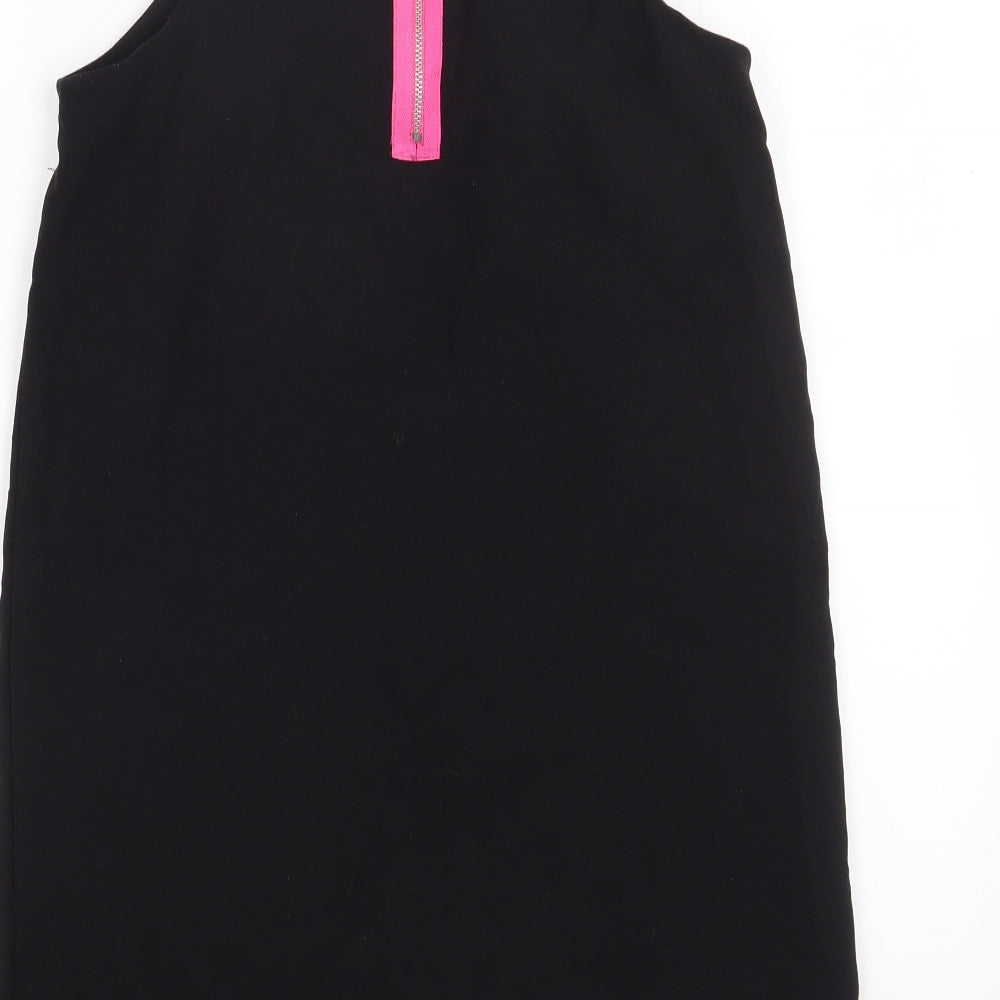 Miss Selfridge Womens Black Polyester Sheath Size 8 Round Neck Zip