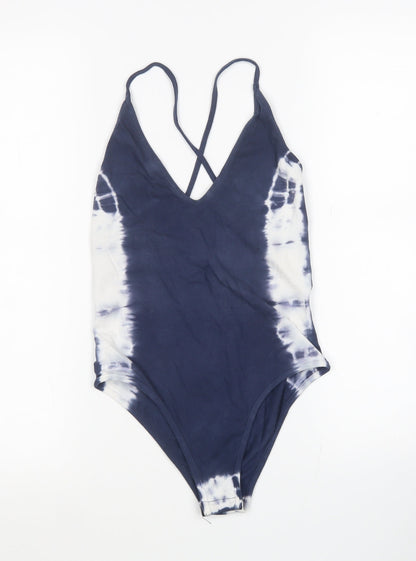 Topshop Womens Blue Tie Dye Cotton Bodysuit One-Piece Size 8 Snap