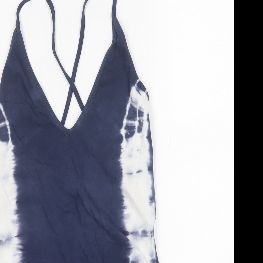 Topshop Womens Blue Tie Dye Cotton Bodysuit One-Piece Size 8 Snap