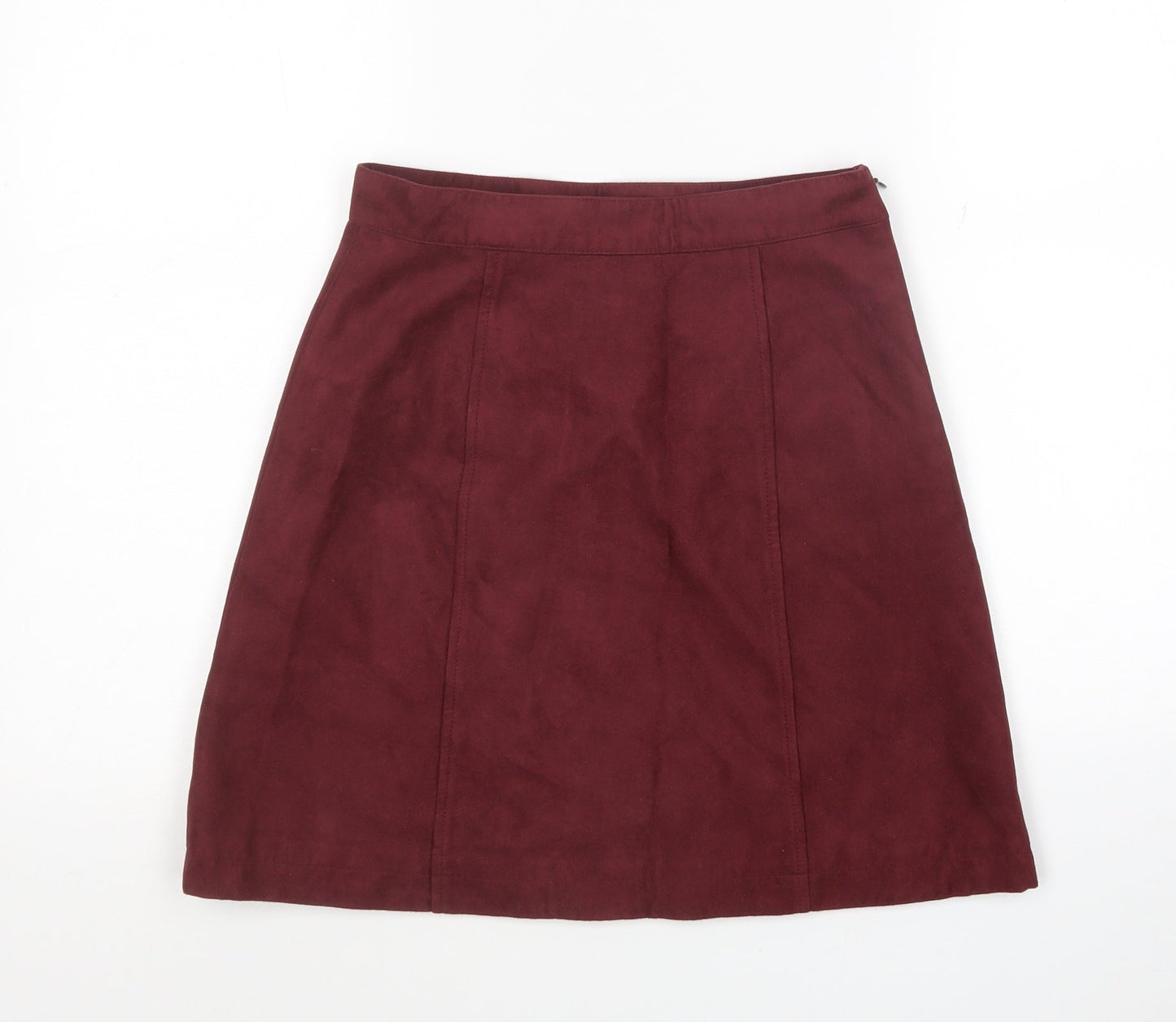 Eifni Womens Red Polyester A-Line Skirt Size S Zip