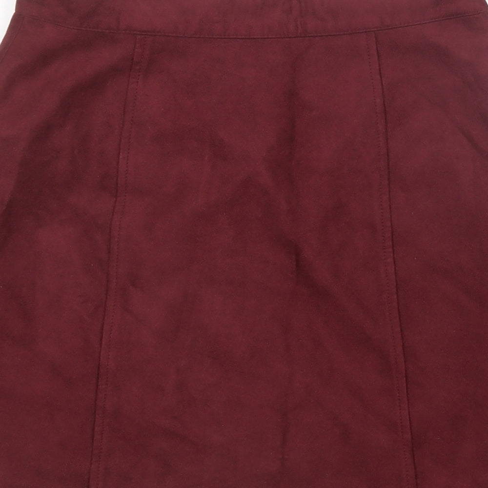 Eifni Womens Red Polyester A-Line Skirt Size S Zip