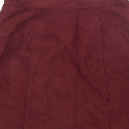 Eifni Womens Red Polyester A-Line Skirt Size S Zip