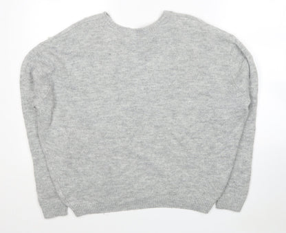 H&M Girls Grey Round Neck Acrylic Pullover Jumper Size 12-13 Years Pullover