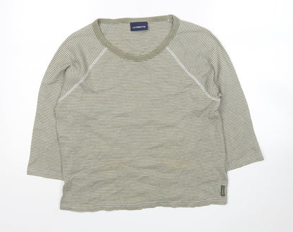 Liz Claiborne Womens Green Round Neck Striped Cotton Pullover Jumper Size L