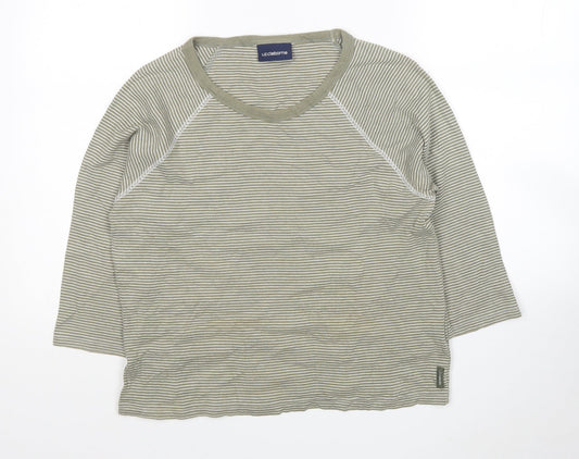 Liz Claiborne Womens Green Round Neck Striped Cotton Pullover Jumper Size L