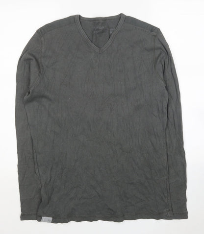 Burton Mens Grey V-Neck Cotton Pullover Jumper Size L