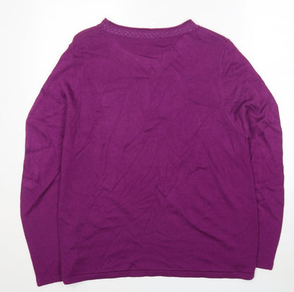 Womens UK Size 2XL Preworn Purple Pullover Jumper
