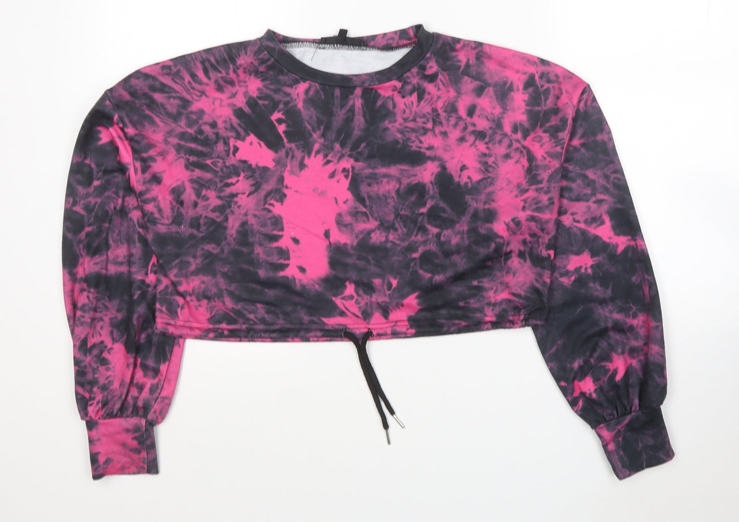Preworn Womens Pink Polyester Pullover Sweatshirt Size 10 Pullover - Tie dye pattern, Cropped