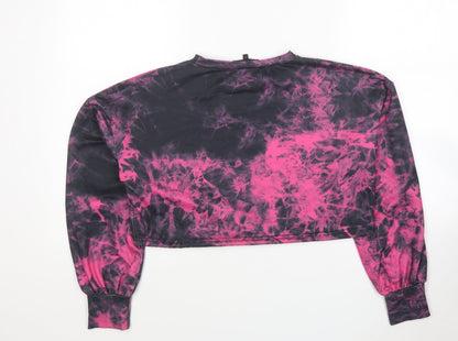 Preworn Womens Pink Polyester Pullover Sweatshirt Size 10 Pullover - Tie dye pattern, Cropped