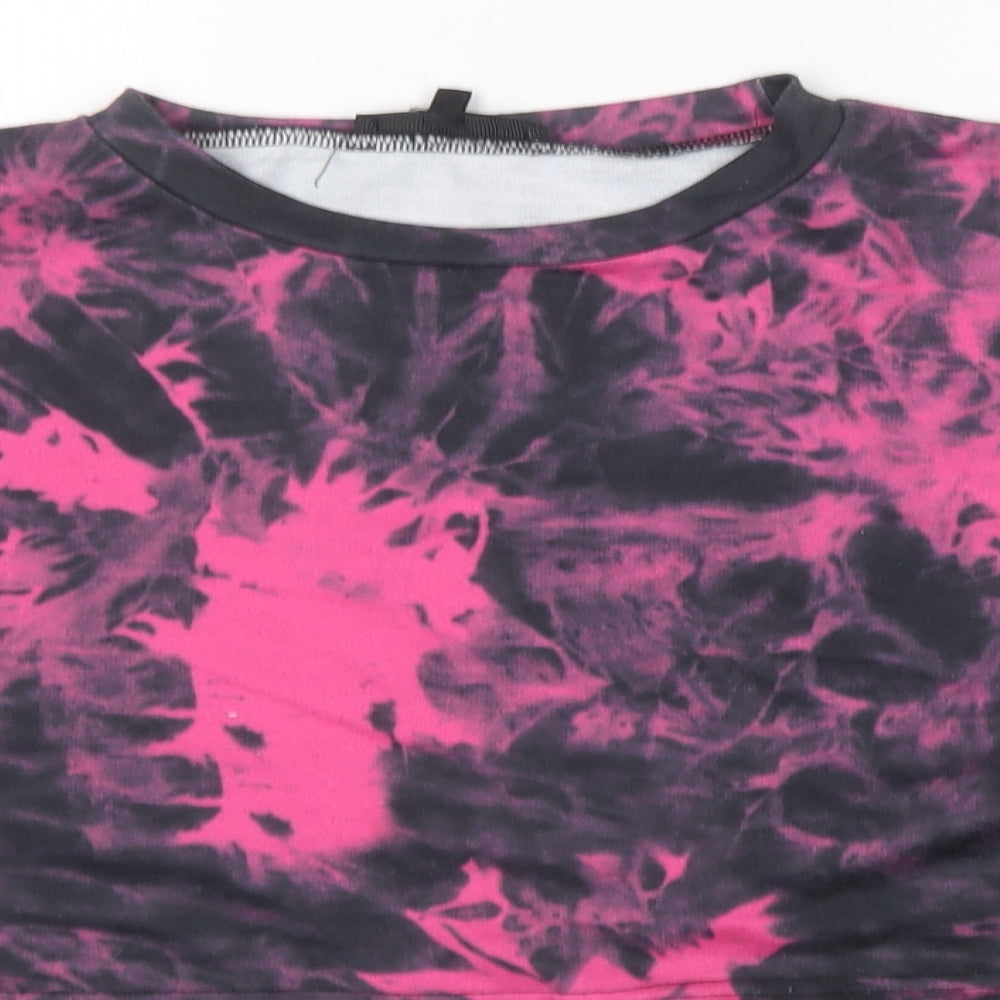 Preworn Womens Pink Polyester Pullover Sweatshirt Size 10 Pullover - Tie dye pattern, Cropped