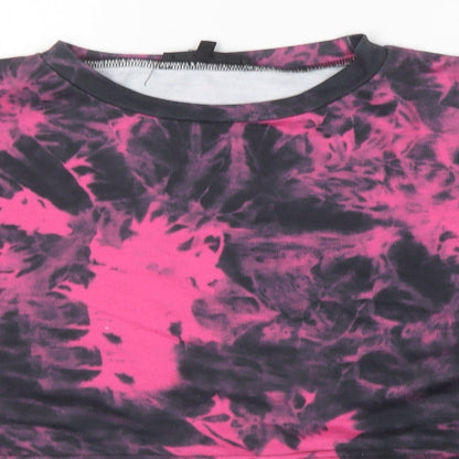 Preworn Womens Pink Polyester Pullover Sweatshirt Size 10 Pullover - Tie dye pattern, Cropped