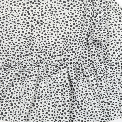 I SAW IT FIRST Womens White Polka Dot Polyester Tunic Blouse Size 8 High Neck